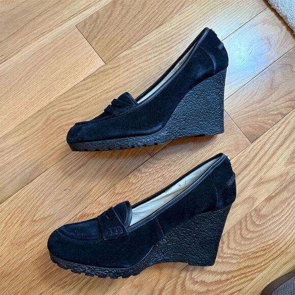 Michael Kors Rory Wedge Pumps Women's Size 11 Black Suede Closed Toe - Picture 3 of 6